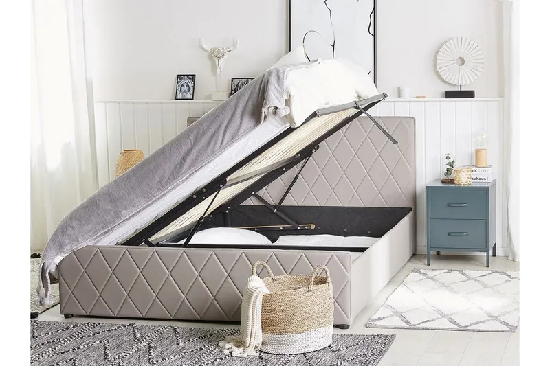 Säilytyssänky Cabariot 140x200 cm - Keinonahka/harmaa - Huonekalut - Sänky - Sängyt säilytystilalla