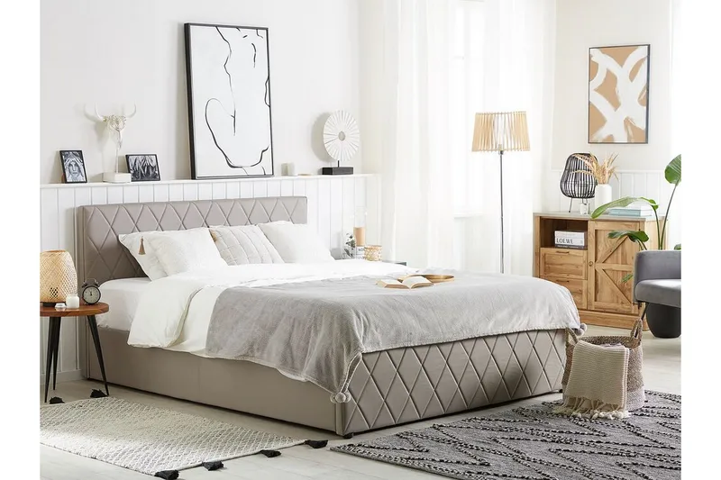 Säilytyssänky Cabariot 140x200 cm - Keinonahka/harmaa - Huonekalut - Sänky - Sängyt säilytystilalla