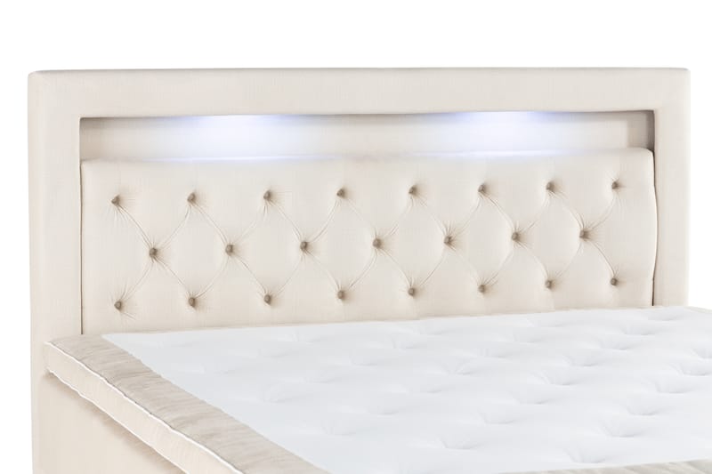 Säilytyssänky Monopoli LED-valaistuksella 160x200 cm Sametti - Beige - Huonekalut - Sänky - Sängyt säilytystilalla