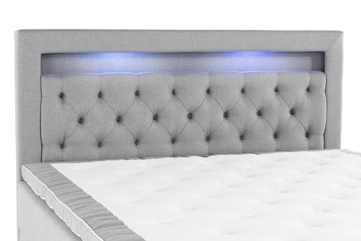 Säilytyssänky Monopoli LED-valaistuksella 180x200 cm - Harmaa - Parisänky säilytystilalla - Yhden hengen sängyt - Yhden hengen sänky säilytystilalla - Parisänky - Sängyt säilytystilalla