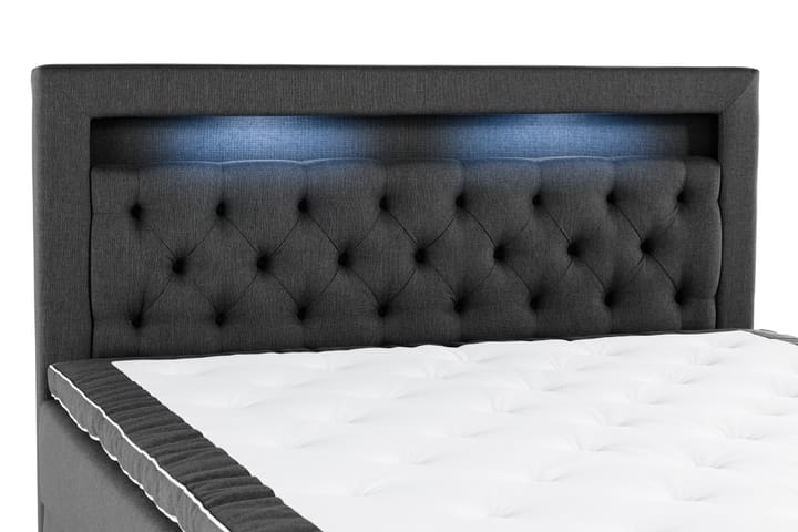 Säilytyssänky Monopoli LED-valaistuksella 180x200 cm - Musta - Parisänky säilytystilalla - Yhden hengen sängyt - Yhden hengen sänky säilytystilalla - Parisänky - Sängyt säilytystilalla