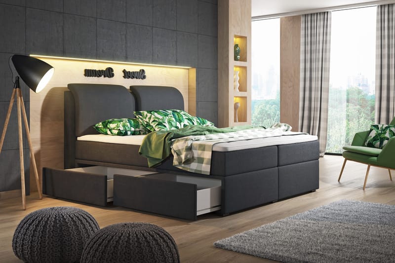 Säilytyssänky Tyler 180x200 Musta - Huonekalut - Sänky - Sängyt säilytystilalla