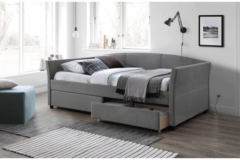 Sängynrunko Labege 90x200 cm - Harmaa/Musta - Huonekalut - Sänky - Sängyt säilytystilalla