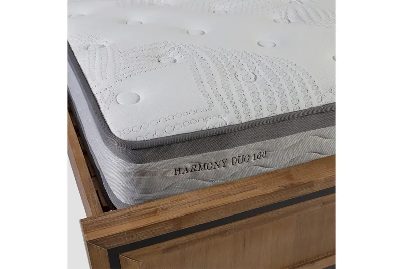 Sänky Glossy 160x200cm Harmony Duo Patjalla Harmaa - Huonekalut - Sänky - Sängyt säilytystilalla