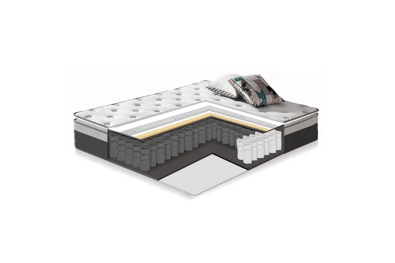 Sänky Glossy 160x200cm Harmony Top Pocket Patjalla Harmaa, undefined