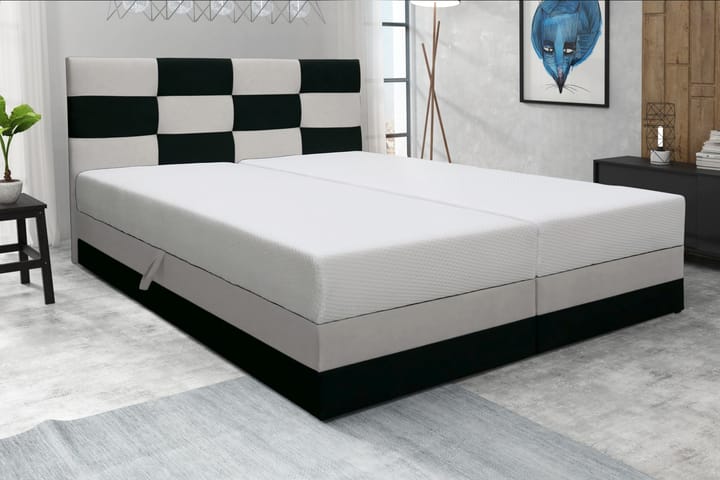 Sänky Mona 180x200 Säilytyksellä - Musta/Valkoinen - Sänkypaketti - Sängyt säilytystilalla
