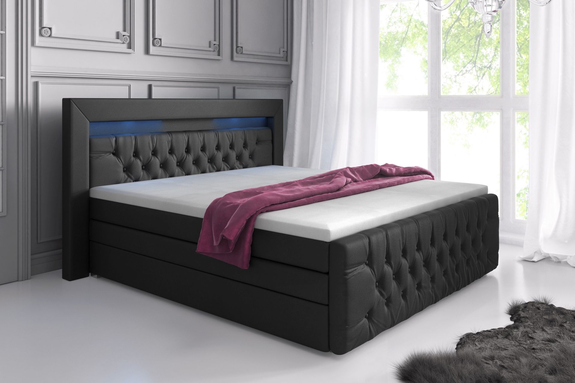 Sänkypaketti Celio 140x200 Nosto - Musta/Keinonahka - Huonekalut - Sänky - Sängyt säilytystilalla