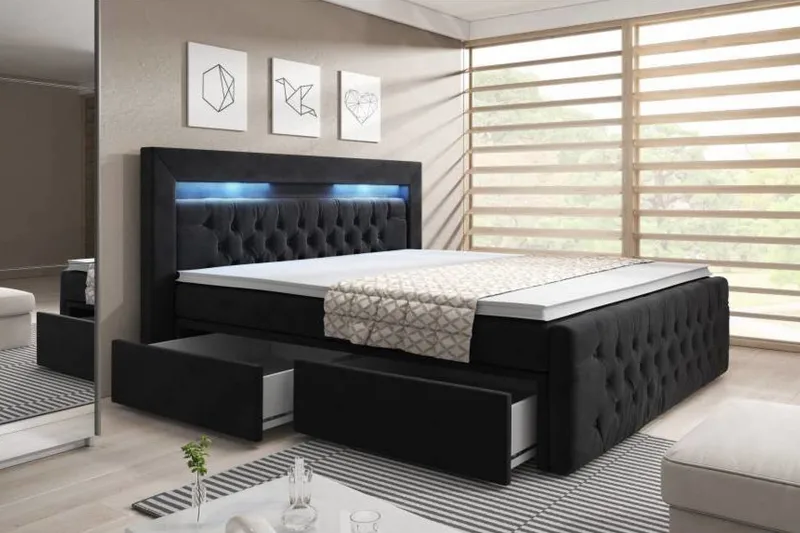 Sänkypaketti Celio 160x200 Laatikko - Musta/Sametti - Huonekalut - Sänky - Sängyt säilytystilalla