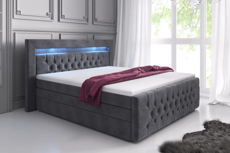 Sänkypaketti Celio 180x200 Nosto - Harmaa/Sametti - Huonekalut - Sänky - Sängyt säilytystilalla