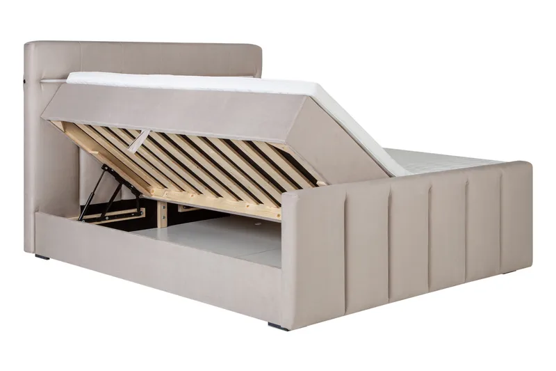 Sänkypaketti Gullmar Säilytyssänky 160x200 cm - Beige - Huonekalut - Sänky - Sängyt säilytystilalla