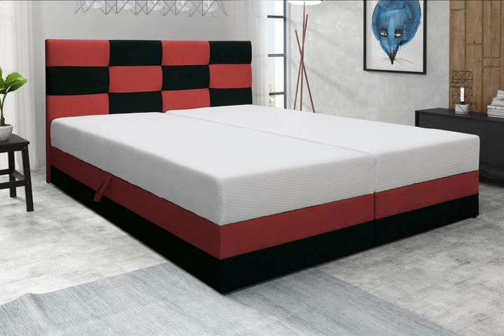 Sänkypaketti Mona 160x200 Säilytyksellä - Punainen/Musta - Sänkypaketti - Sängyt säilytystilalla