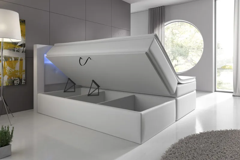 Sänkypaketti Pisa 140x200 säilytyksellä Pikeerattu Pääty - Valkoinen - Huonekalut - Sänky - Sängyt säilytystilalla