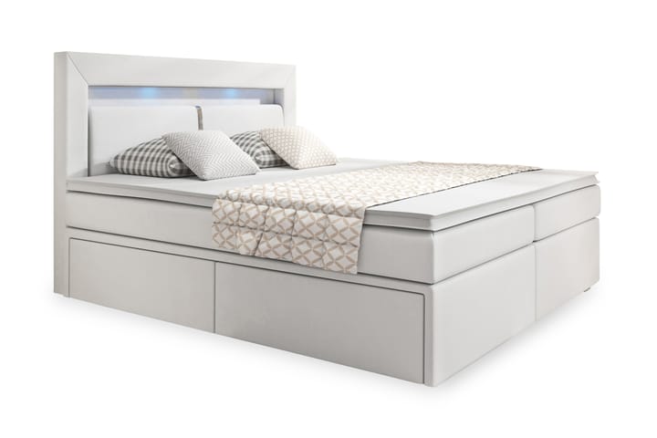 Sänkypaketti Pisa 160x200 säilytyksellä - Valkoinen - Sänkypaketti - Sängyt säilytystilalla