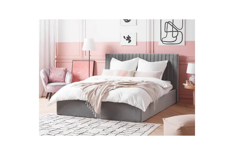 Sänky, jossa säilytystila Vion - Harmaa, 160x200 cm - Huonekalut - Sänky - Sänkykehikot & sängynrungot