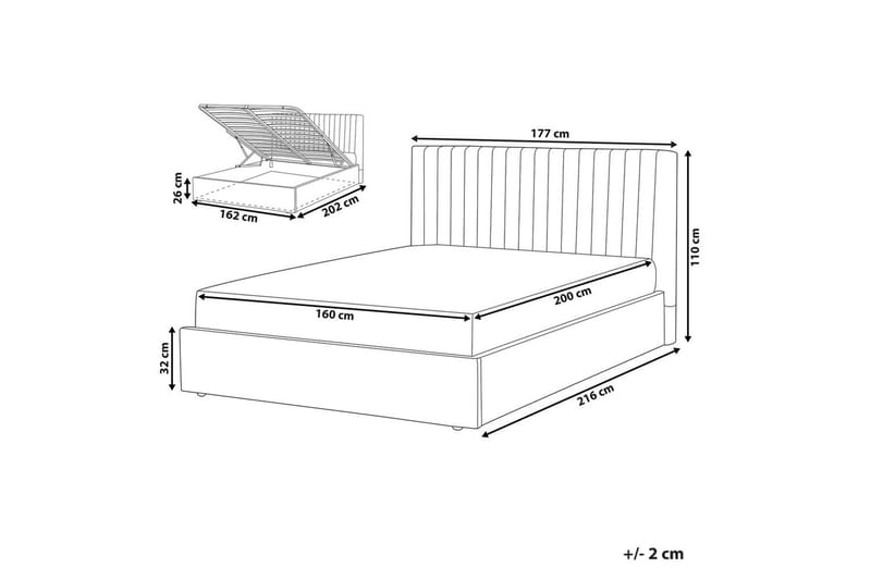 Sänky, jossa säilytystila Vion - Harmaa, 160x200 cm - Huonekalut - Sänky - Sänkykehikot & sängynrungot