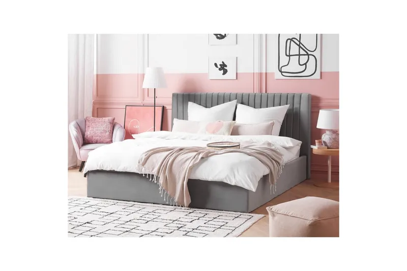 Sänky, jossa säilytystila Vion - Harmaa, 180x200 cm - Huonekalut - Sänky - Sänkykehikot & sängynrungot