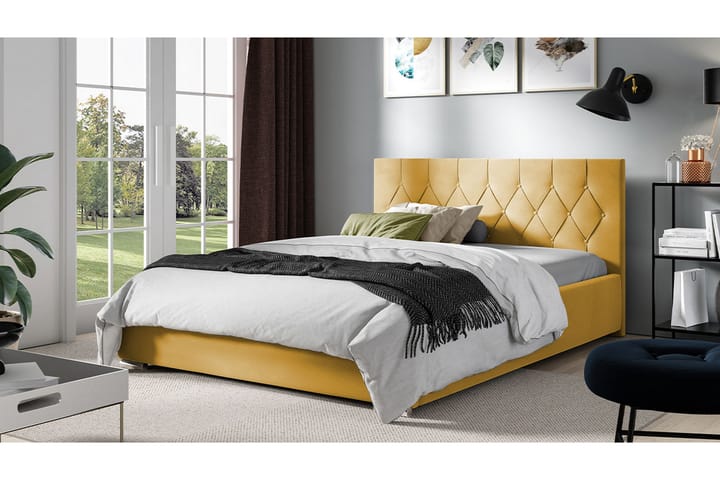 Sänky 127x222 cm - Keltainen - Sänkykehikot & sängynrungot