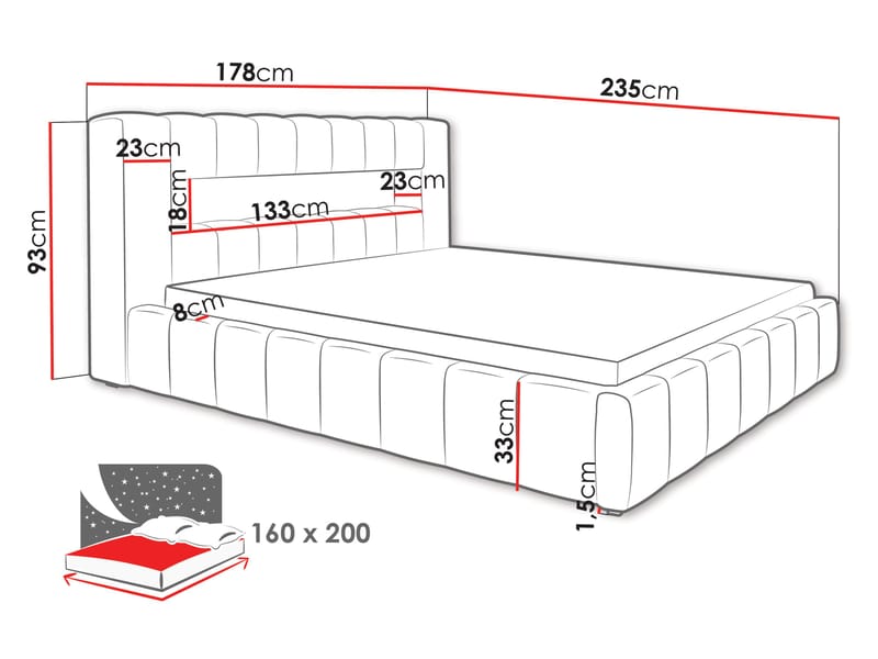 sänky Amaro Velluto 18 160x200 - harmaa - Huonekalut - Sänky - Sänkykehikot & sängynrungot