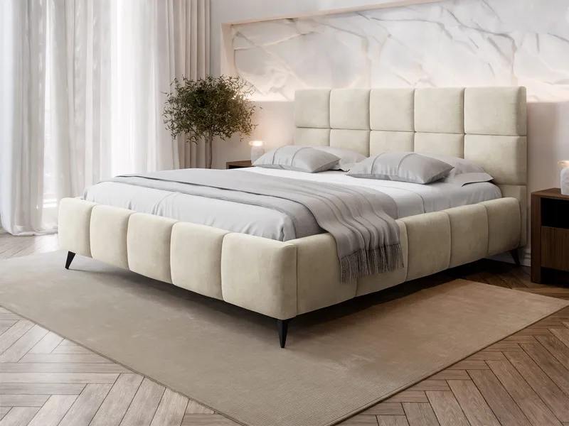 sänky Amber Velluto 02 140x200 - beige - Huonekalut - Sänky - Sänkykehikot & sängynrungot