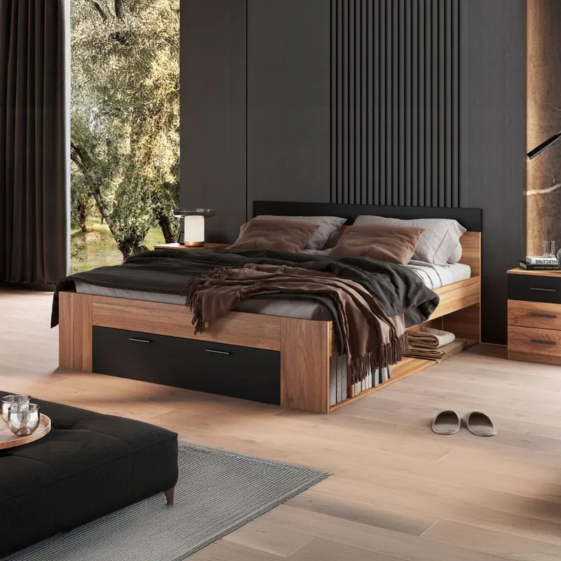 Sänky Beta ja laatikot - 180 cm, Mauvella-tammi - Huonekalut - Sänky - Sänkykehikot & sängynrungot