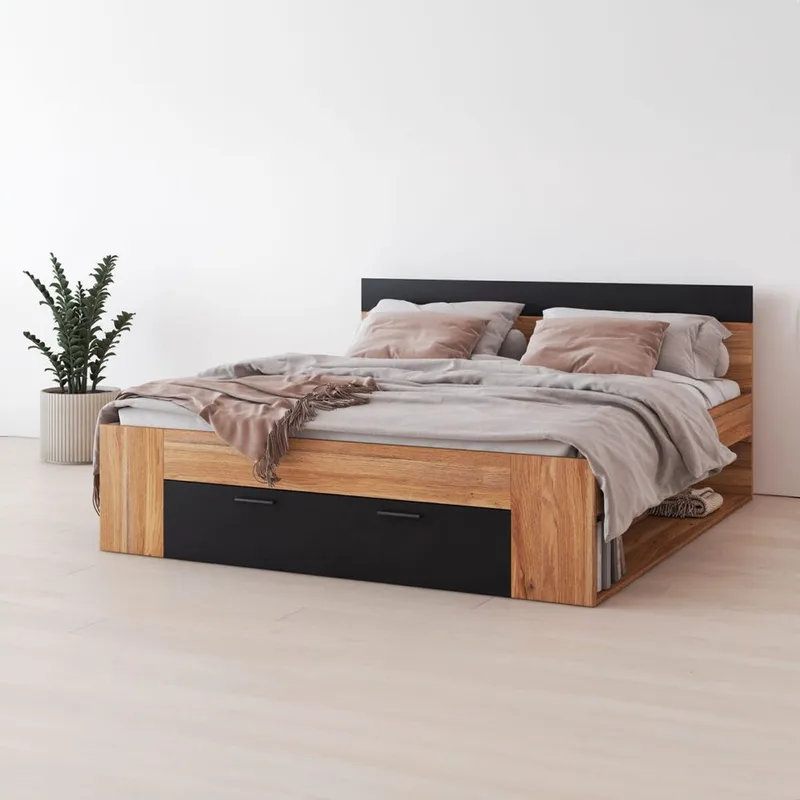 Sänky Beta ja laatikot - 180 cm, Mauvella-tammi - Huonekalut - Sänky - Sänkykehikot & sängynrungot