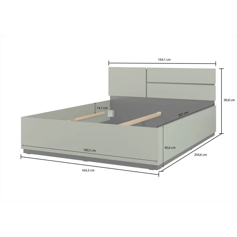 Sänky Cross S - 160 cm, Vihreä - Huonekalut - Sänky - Sänkykehikot & sängynrungot