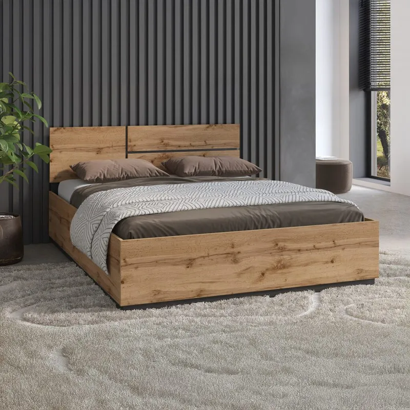 Sänky Cross S - 160 cm, Wotan Tammik - Huonekalut - Sänky - Sänkykehikot & sängynrungot