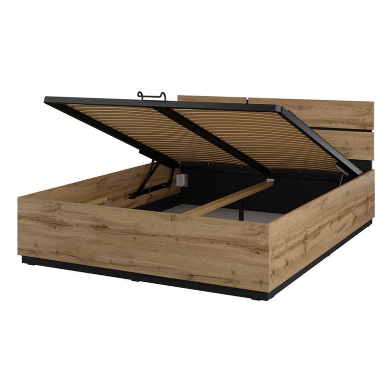 Sänky Cross S nouseva säilytystila - 160 cm, Wotan Tammik - Huonekalut - Sänky - Sänkykehikot & sängynrungot