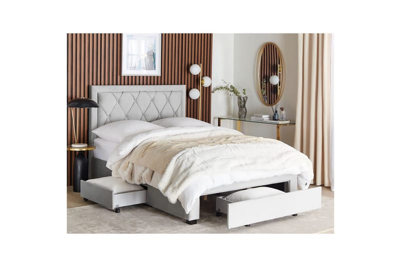 Sänky laatikoilla Lievin - Harmaa, 140x200 cm - Huonekalut - Sänky - Sänkykehikot & sängynrungot