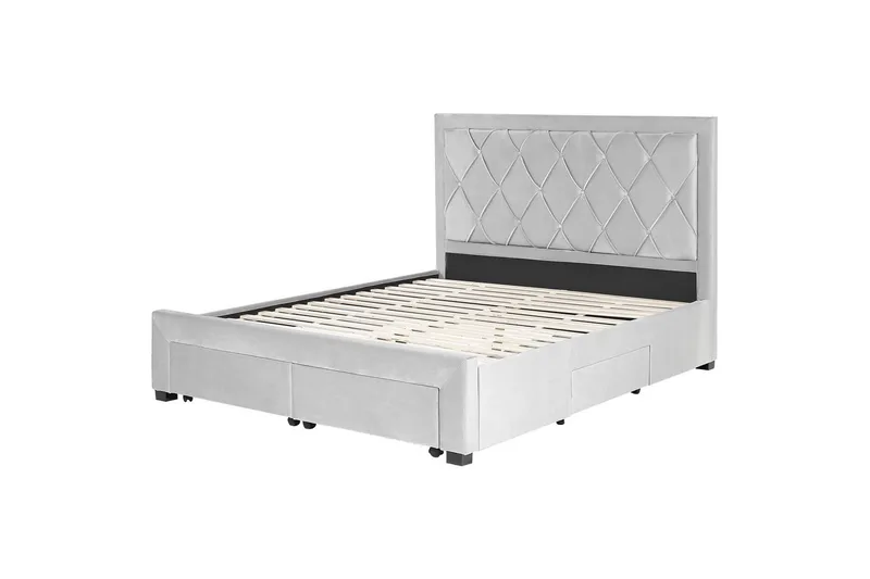 Sänky laatikoilla Lievin, Harmaa, 160x200 cm