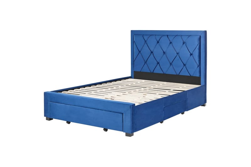 Sänky laatikoilla Lievin, Sininen, 140x200 cm