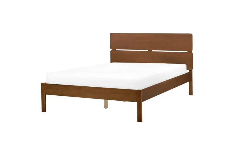 Sänky LED-valaistuksella Boisset - Ruskea/Kumipuu, 140x200 cm - Huonekalut - Sänky - Sänkykehikot & sängynrungot