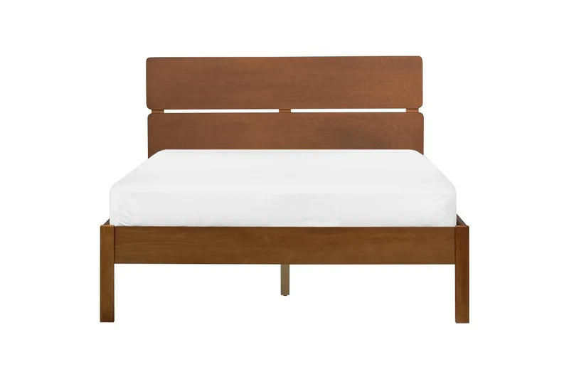 Sänky LED-valaistuksella Boisset - Ruskea/Kumipuu, 140x200 cm - Huonekalut - Sänky - Sänkykehikot & sängynrungot