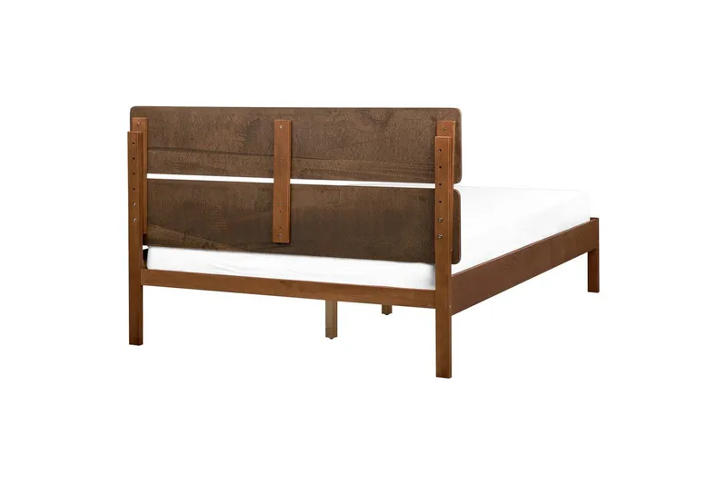 Sänky LED-valaistuksella Boisset - Ruskea/Kumipuu, 140x200 cm - Huonekalut - Sänky - Sänkykehikot & sängynrungot