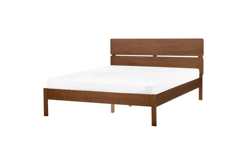 Sänky LED-valaistuksella Boisset - Ruskea/Kumipuu, 160x200 cm - Huonekalut - Sänky - Sänkykehikot & sängynrungot