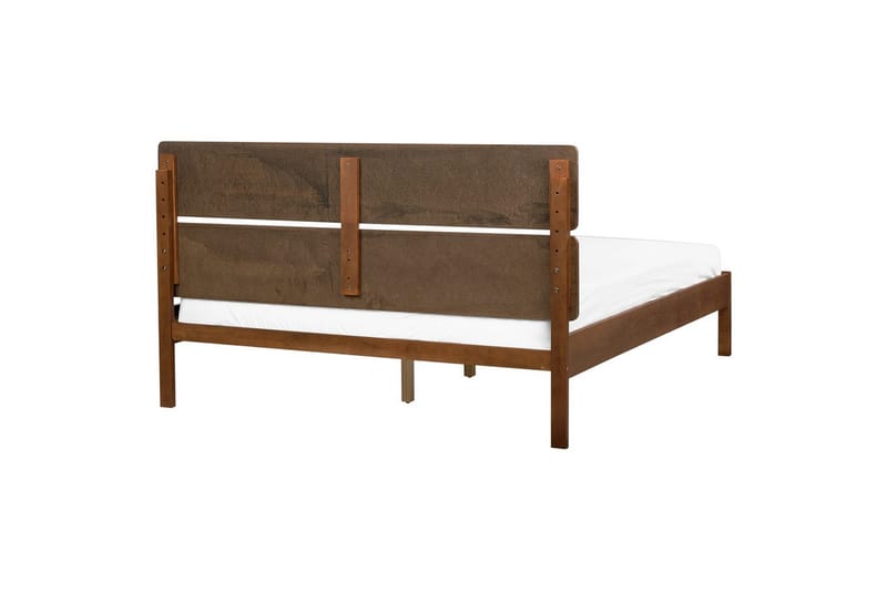 Sänky LED-valaistuksella Boisset - Ruskea/Kumipuu, 160x200 cm - Huonekalut - Sänky - Sänkykehikot & sängynrungot