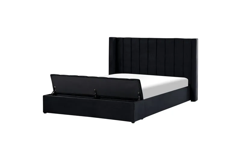 Sänky säilytyspenkillä Noyers, Musta, 180x200 cm