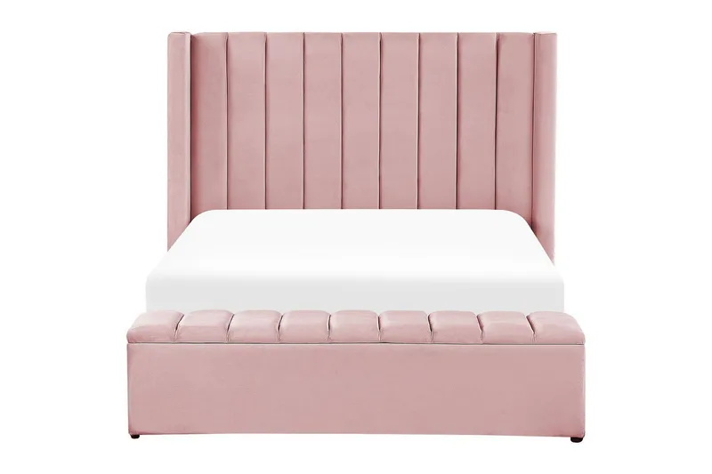 Sänky säilytyspenkillä Noyers - Rosa, Vaaleanpunainen, 140x200 cm - Huonekalut - Sänky - Sänkykehikot & sängynrungot