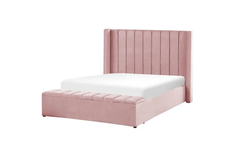 Sänky säilytyspenkillä Noyers - Rosa, Vaaleanpunainen, 140x200 cm - Huonekalut - Sänky - Sänkykehikot & sängynrungot
