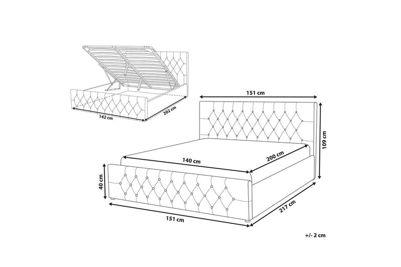 Sänky säilytystilalla Amiens - Beige, 140x200 cm - Huonekalut - Sänky - Sänkykehikot & sängynrungot
