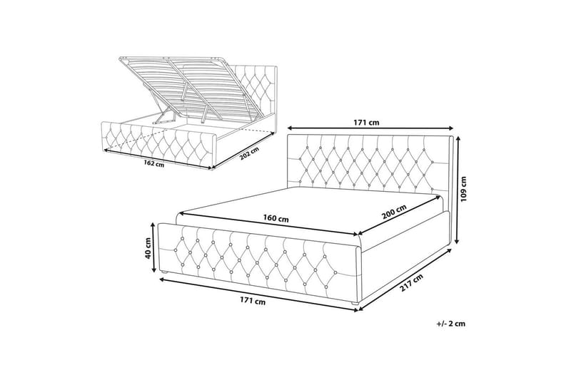 Sänky säilytystilalla Amiens - Beige, 160x200 cm - Huonekalut - Sänky - Sänkykehikot & sängynrungot