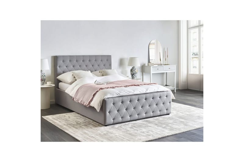 Sänky säilytystilalla Amiens - Harmaa, 140x200 cm - Huonekalut - Sänky - Sänkykehikot & sängynrungot