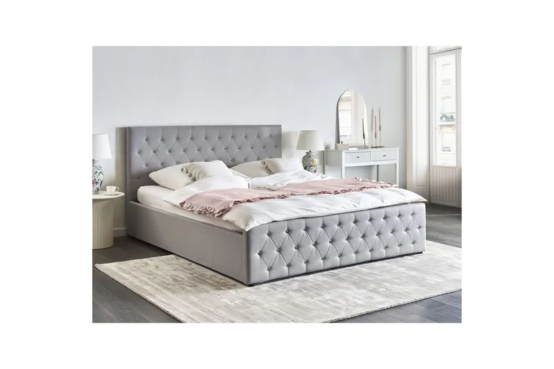Sänky säilytystilalla Amiens - Harmaa, 180x200 cm - Huonekalut - Sänky - Sänkykehikot & sängynrungot