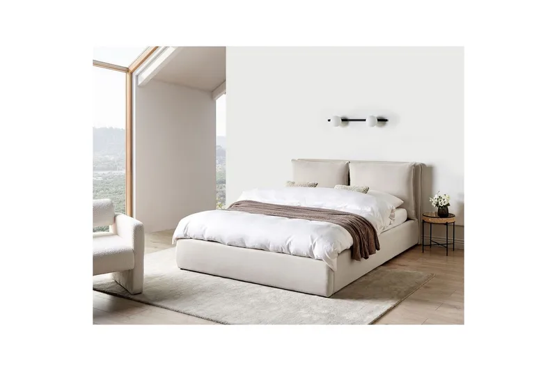 Sänky säilytystilalla Bajonna - Beige, 160x200 cm - Huonekalut - Sänky - Sänkykehikot & sängynrungot