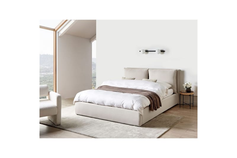 Sänky säilytystilalla Bajonna - Beige, 160x200 cm - Huonekalut - Sänky - Sänkykehikot & sängynrungot