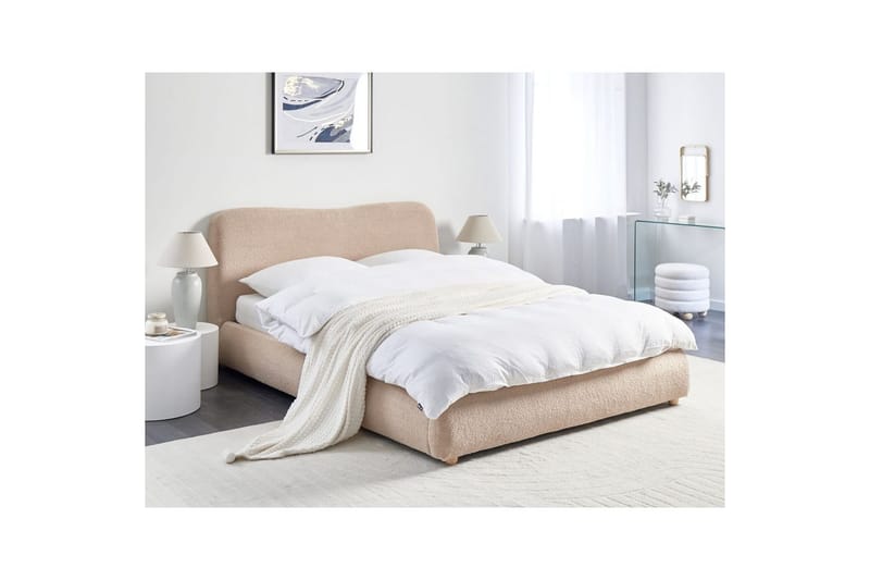 Sänky säilytystilalla Blagnac - Beige/bouclé, Beige/Bouclé, 160x200 cm - Huonekalut - Sänky - Sänkykehikot & sängynrungot