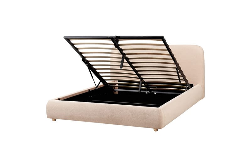 Sänky säilytystilalla Blagnac - Beige/bouclé, Beige/Bouclé, 160x200 cm - Huonekalut - Sänky - Sänkykehikot & sängynrungot