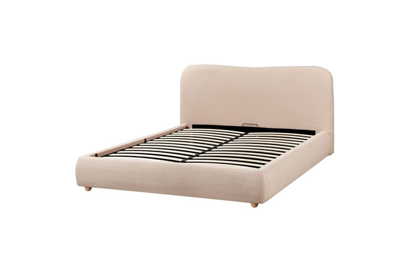Sänky säilytystilalla Blagnac - Beige/bouclé, Beige/Bouclé, 160x200 cm - Huonekalut - Sänky - Sänkykehikot & sängynrungot