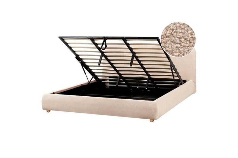 Sänky säilytystilalla Blagnac, Beige/bouclé, Beige/Bouclé, 180x200 cm