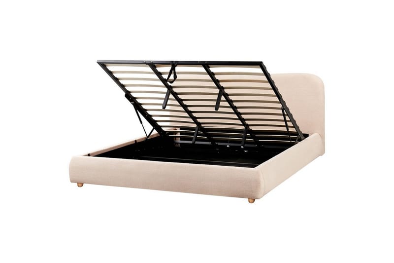 Sänky säilytystilalla Blagnac - Beige/bouclé, Beige/Bouclé, 180x200 cm - Huonekalut - Sänky - Sänkykehikot & sängynrungot